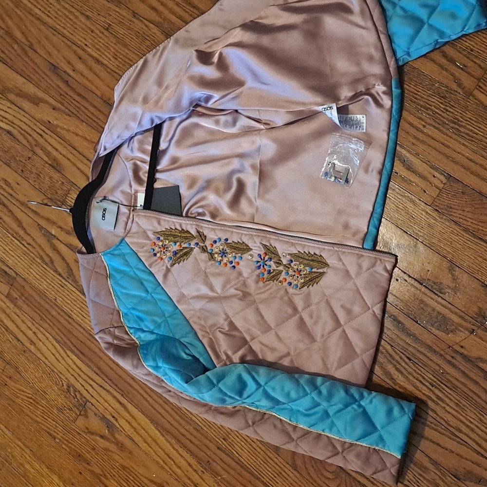 Bedazzled jacket size 12 asos mauve/blue - Picture 2 of 2